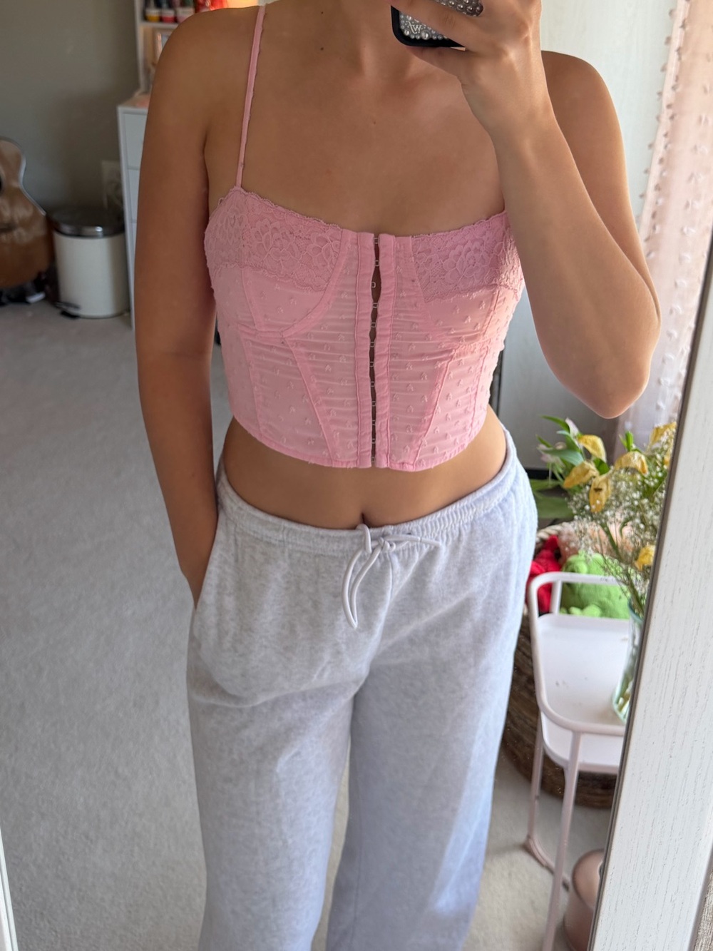 PacSun Pink Lace Corset Crop Top